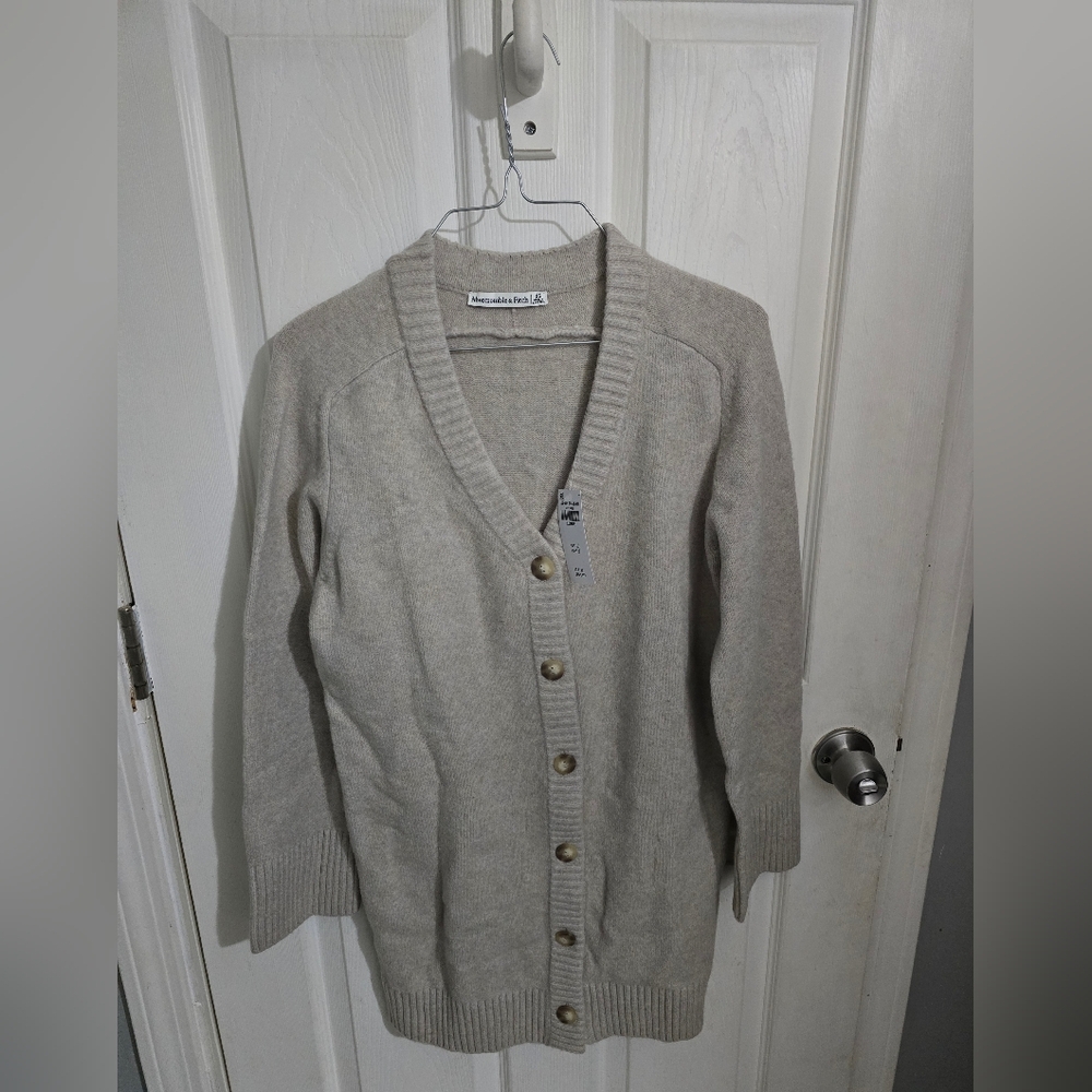 Abercrombie & Fitch Womens NWT Cardigan Sweater Dress Beige Size XS